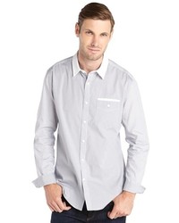 Elie Tahari Grey Cotton Compact Check Steve Shirt