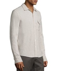 Billy Reid Heathered Long Sleeve Pique Shirt