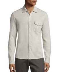 Billy Reid Heathered Long Sleeve Pique Shirt