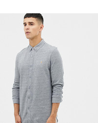 Farah Kompis Slim Fit Pique Jersey Shirt In Grey