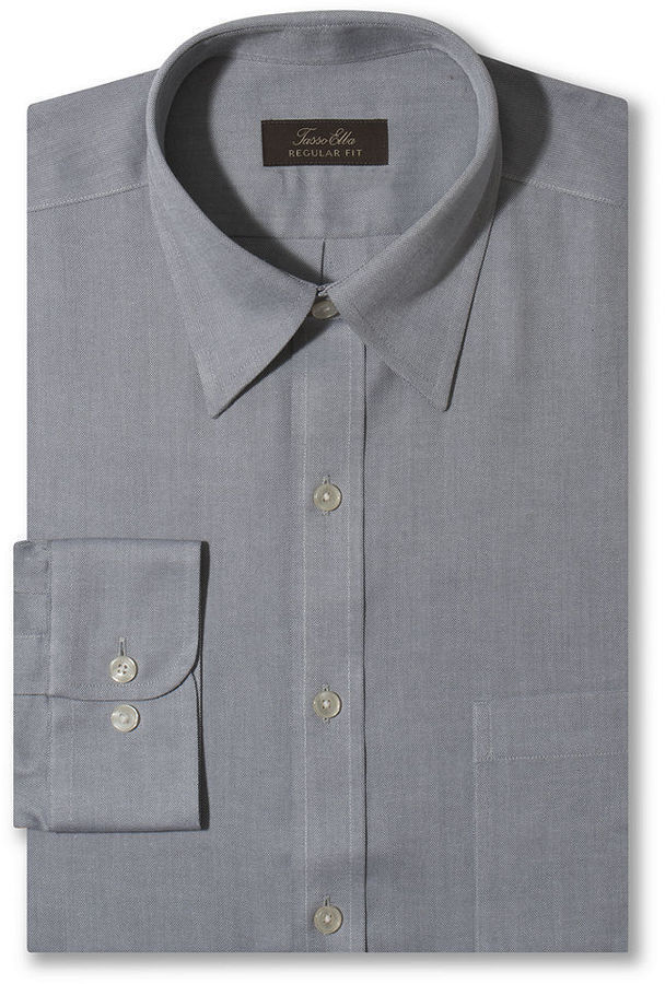 Tasso Elba Non Iron Pinpoint Grey Solid Dress Shirt, $69 | Macy's