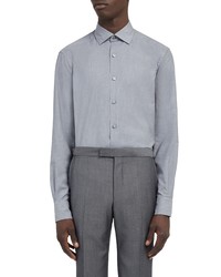 Zegna Premium Cotton Regular Fit Button Up Shirt In Md Gry Sld At Nordstrom