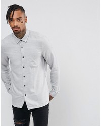 ASOS DESIGN Regular Fit Marl Twill Shirt In Grey