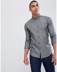 Farah S Slim Fit Textured Shirt In Grey