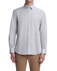 Bugatchi Shaped Fit Stretch Cotton Button Up Shirt In Stone At Nordstrom