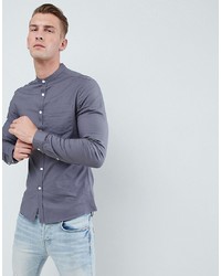 ASOS DESIGN Skinny Oxford Shirt In Dark Grey