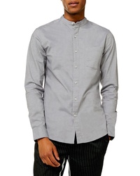 Topman Slim Fit Band Collar Oxford Button Up Shirt