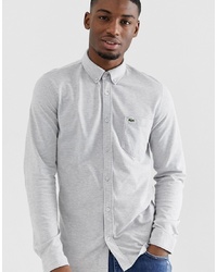 Lacoste Slim Fit Pique Jersey Shirt In Grey