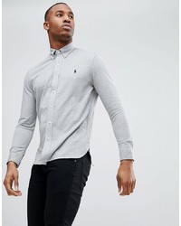 Polo Ralph Lauren Slim Fit Pique Shirt Player Logo In Grey Marl