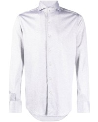 Canali Spread Collar Cotton Mlange Shirt