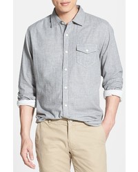 Grayers Trim Fit Double Sided Sport Shirt In Middle Grey Heather At Nordstrom