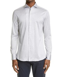 Canali Trim Fit Jersey Button Up Shirt