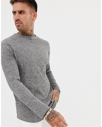 ASOS DESIGN Asos Longline Long Sleeve T Shirt In Twisted Interest Rib With Curved Hem