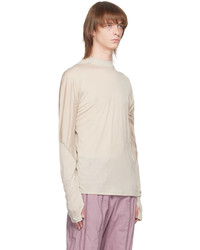 Post Archive Faction PAF Beige Paneled Long Sleeve T Shirt