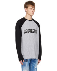 DSQUARED2 Black Gray Slouch Long Sleeve T Shirt