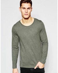 Asos Brand Long Sleeve T Shirts With Scoop Neck In Green