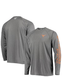 Columbia Charcoal Texas Longhorns Pfg Terminal Tackle Omni Shade Long Sleeve T Shirt