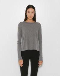 Alexander Wang Classic Cropped Long Sleeve Tee W Chest Pocket