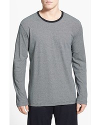 Daniel Buchler Pima Cotton Long Sleeve T Shirt Grey Black Stripe Medium