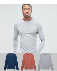 ASOS DESIGN Extreme Muscle Fit Long Sleeve T Shirt 3 Pack Save