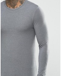Asos Extreme Muscle Long Sleeve T Shirt In Gray