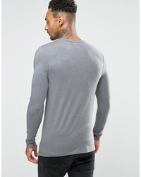 Asos Extreme Muscle Long Sleeve T Shirt In Gray