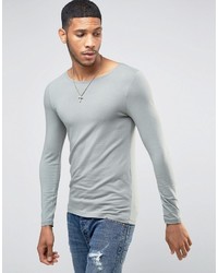 Asos Extreme Muscle Long Sleeve T Shirt With Boat Neck In Green