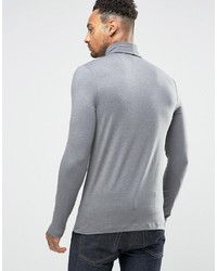 Asos Extreme Muscle Long Sleeve T Shirt With Roll Neck In Gray