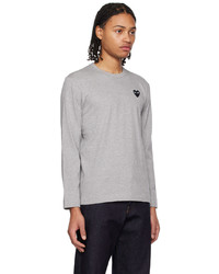 Comme Des Garcons Play Gray Heart Long Sleeve T Shirt
