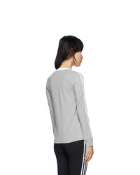 adidas Originals Grey 3 Stripes Long Sleeve T Shirt