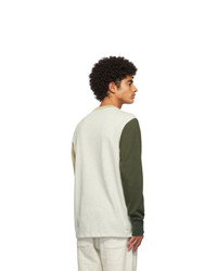 Aimé Leon Dore Grey And Beige Colorblocked Long Sleeve T Shirt