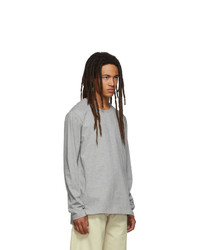 Thom Browne Grey Side Slit Relaxed Fit Long Sleeve T Shirt