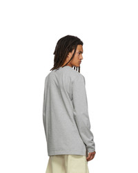 Thom Browne Grey Side Slit Relaxed Fit Long Sleeve T Shirt