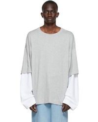 Dries Van Noten Grey White Layered Long Sleeve T Shirt