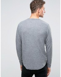 Selected Homme Long Sleeve O Neck Top With Curved Hem