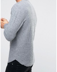 Selected Homme Long Sleeve O Neck Top With Curved Hem