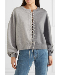 Unravel Project Lace Up Cotton Jersey Sweatshirt