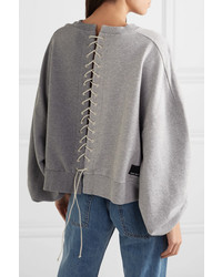 Unravel Project Lace Up Cotton Jersey Sweatshirt