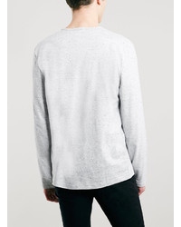 Topman Light Grey Textured Pocket Long Sleeve T Shirt