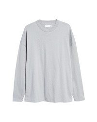 Topman Long Sleeve Cotton T Shirt In Grey At Nordstrom