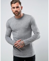 Asos Long Sleeve T Shirt In Heavyweight Twisted Jersey With Curve Hem
