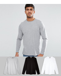ASOS DESIGN Long Sleeve T Shirt With Crew Neck 3 Pack Save