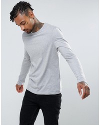 ASOS DESIGN Long Sleeve T Shirt With Crew Neck In Grey