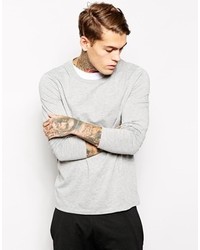 Asos Long Sleeve T Shirt With Raw Edge Double Layer Gray Marlwhite