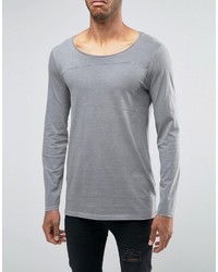 Asos Long Sleeve T Shirt With Seam Detail And Pigt Wash