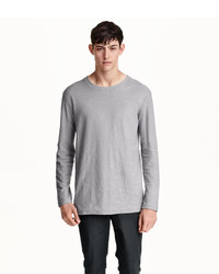 H&M Long Sleeved Nepped T Shirt Gray