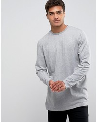 ASOS DESIGN Longline Long Sleeve T Shirt In Grey Marl