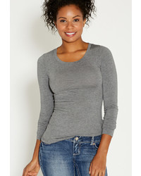 Maurices Long Sleeve Tee With Scoop Neckline In Heather Gray