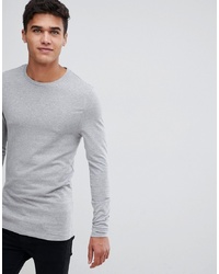 ASOS DESIGN Muscle Fit Long Sleeve T Shirt With Crew Neck In Grey