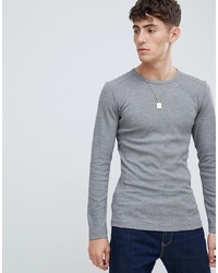 Esprit Organic Cotton Muscle Fit Ribbed Long Sleeve Top
